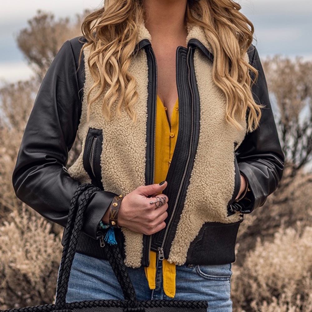 Lucky Brand Black & Sherling Jacket